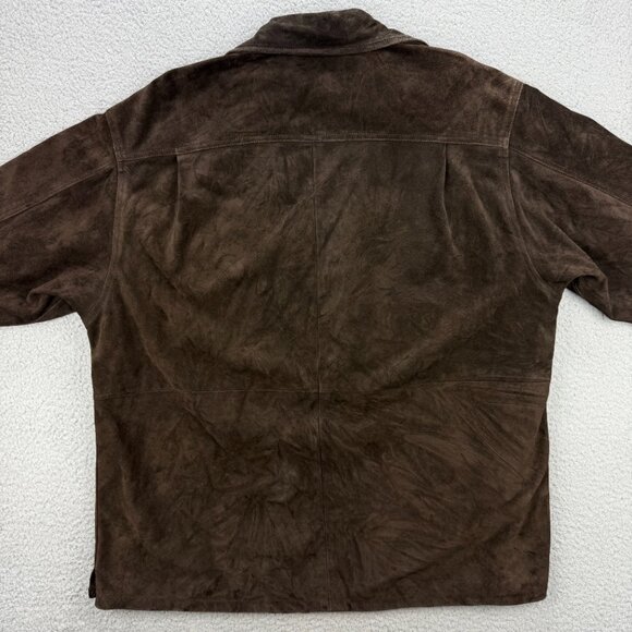 Vintage GAP Jacket Mens Large Brown Suede Leather Shacket Button Up Coat 90s Y2K - Picture 3 of 11